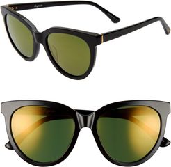 Beverly 55mm Cat Eye Sunglasses - Black/ Gold Mirror