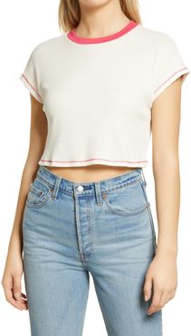 Contrast Detail Thermal Knit Crop T-Shirt