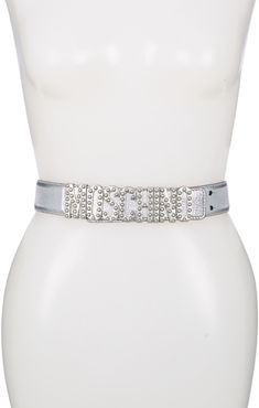 MOSCHINO Thick Leather Studded Logo Belt at Nordstrom Rack