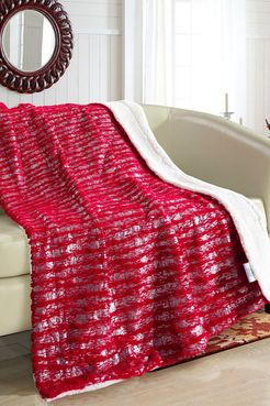 Chic Home Bedding Cyprus Faux Mink Silver Stamped Faux Shearling Lined Throw Blanket - 50" x 60" - Red at Nordstrom Rack