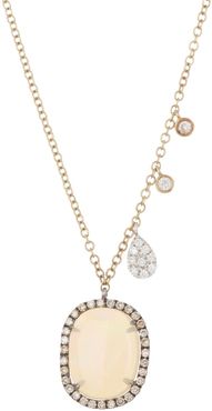 Meira T 14K Yellow Gold Opal & Diamond Halo Pendant Necklace at Nordstrom Rack