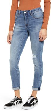 Distressed Cuffed Crop Skinny Jeans