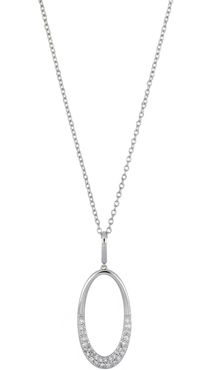 Carriere Sterling Silver Pave Diamond Oval Pendant Necklace - 0.12 ctw at Nordstrom Rack