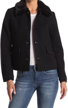 G-STAR RAW Minor Faux Fur Collar Teddy Classic Wool Jacket at Nordstrom Rack