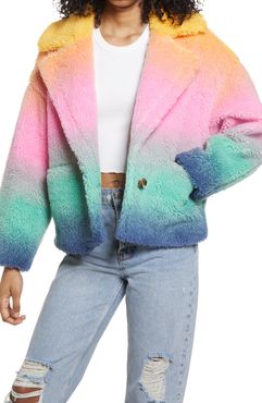 Ombre Faux Fur Teddy Coat