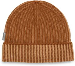 Rib Cashmere Beanie - Brown