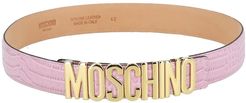 MOSCHINO Thick Snake Embossed Leather Logo Belt at Nordstrom Rack