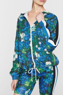 PAM AND GELA Floral Stripe Windbreaker Zip Hoodie at Nordstrom Rack