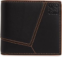 Puzzle Stitch Leather Bifold Wallet - Black