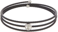 ALOR 14K White Gold & White Topaz Triple Wrap Cable Coil Bracelet at Nordstrom Rack