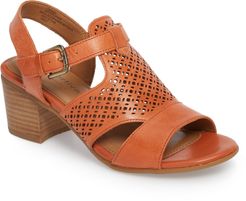 Amber Perforated Block Heel Sandal
