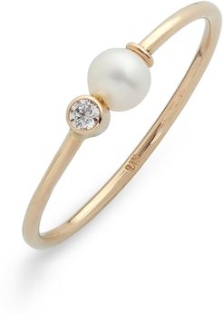 Cultured Pearl & Diamond Ring