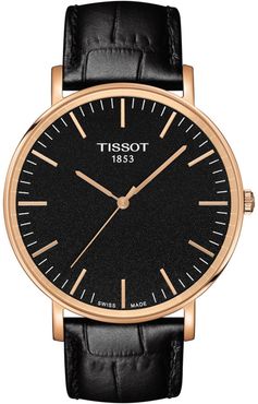 Tissot Men's Every Time Croc Embossed Leather Strap Watch, 42mm at Nordstrom Rack