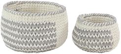 Willow Row Round Gray Mesh & White Cotton Rope Chevron Pattern Storage Baskets with No Handles - Set of 2 at Nordstrom Rack