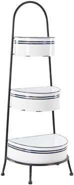 Willow Row Navy Stripe Country Cottage Distressed White Metal Rack at Nordstrom Rack
