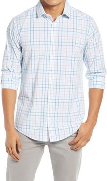 Leeward Trim Fit Plaid Button-Up Performance Shirt