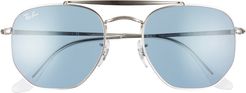 Marshal 54mm Aviator Sunglasses - Silver/ Azure Mirror