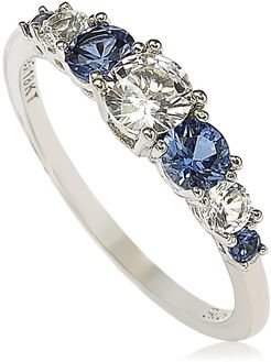 Suzy Levian Sterling Silver Sapphire & Diamond Accent 7-Stone Ring at Nordstrom Rack