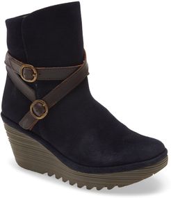 Yemo Buckle Wedge Boot