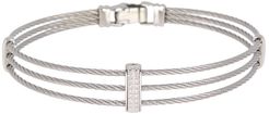 ALOR 18K White Gold Plated Stainless Steel Pave Stone Triple Row Wire Bangle Bracelet at Nordstrom Rack