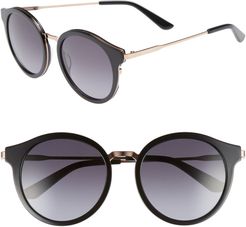 52mm Round Sunglasses - Black/ Gold