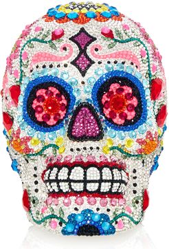 Calavera Sugar Skull Crystal Clutch - Ivory