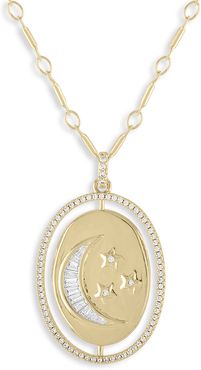 Moon & Star Medallion Pendant Necklace