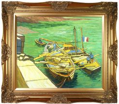 Overstock Art Boats du Rhone Framed Oil Reproduction of an Original Painting by Vincent Van Gogh - 32"x28" at Nordstrom Rack