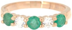 Effy 14K Yellow Gold Prong Set Diamond & Emerald Band Ring - Size 7 at Nordstrom Rack