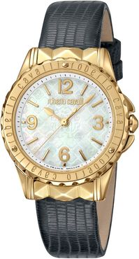 Roberto Cavalli Women's Swiss Quartz Snake Embossed Leather Strap Watch, 34mm at Nordstrom Rack