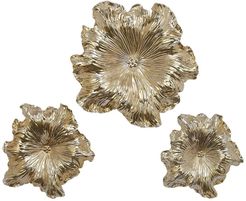 Willow Row Eclectic 17 - 19 - And 26" Gold Polystone Flower Wall Decor - Set of 3 at Nordstrom Rack