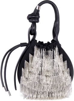 Mini Ina Beaded Bucket Bag - Black