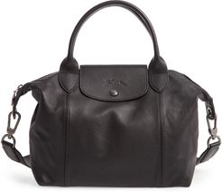 Le Pliage Cuir Leather Shoulder Bag - Black