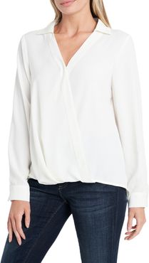 Wrap Front Rumple Twill Blouse