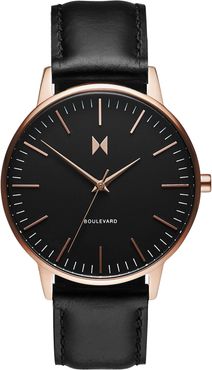 Boulevard Leather Strap Watch, 38mm