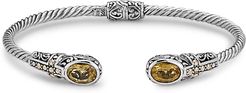 Samuel B Jewelry Sterling Silver & 18K Yellow Gold Cross Citrine End Bangle Bracelet at Nordstrom Rack
