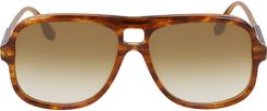 59mm Gradient Navigator Sunglasses - Caramel Pearl/ Brown Gradient