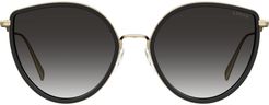 57mm Flat Front Gradient Cat Eye Sunglasses - Black/ Dark Grey