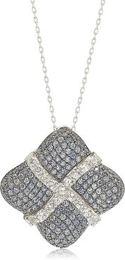 Suzy Levian Sterling Silver Sapphire & Diamond Wrapped Cushion Pendant - 0.02 ctw at Nordstrom Rack