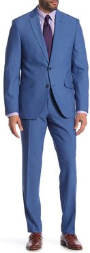 SAVILE ROW CO Hoxton Blue Solid Two Button Notch Lapel Slim Fit Suit at Nordstrom Rack