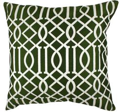 DIVINE HOME Olive Green Embroidered Vail Trellis Throw Pillow - 20"x20" at Nordstrom Rack