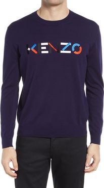 Multicolor Embroidered Logo Men's Crewneck Sweater