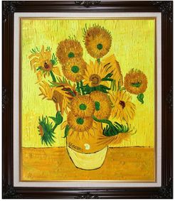 Overstock Art Vase with Fifteen Sunflowers - Framed Oil Reproduction of an Original Painting by Vincent Van Gogh at Nordstrom Ra