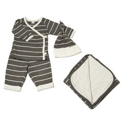 Infant Baby Grey By Everly Grey Wrap Top, Pants, Hat & Blanket Set