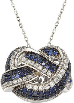 Suzy Levian Two-Tone Blue Sapphire, Created White Sapphire & Brown Diamond Pendant Necklace at Nordstrom Rack