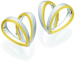 BREUNING Two-Tone 18K Gold Plated Sterling Silver Heart Ribbon Stud Earrings at Nordstrom Rack