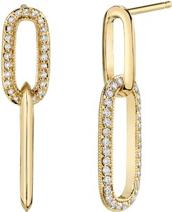 Pave Diamond Linear Drop Earrings