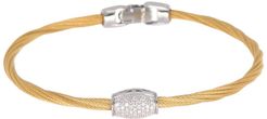 ALOR 18K Yellow Gold Plated Stainless Steel Pave Stone Twisted Wire Bangle Bracelet at Nordstrom Rack