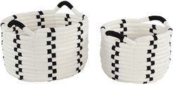 Willow Row Large Round Checkered Cotton Rope Storage Baskets - Set of 2 at Nordstrom Rack