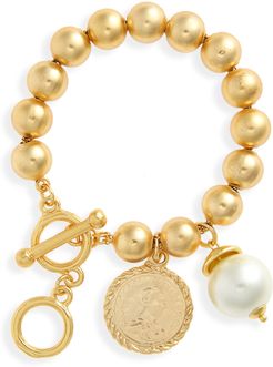 Coin & Pearl Ball Chain Bracelet